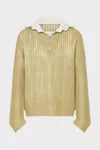 Military Green - Zip-Neck Open-Knit Sweater