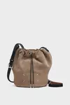 Vison and black - Drawstring  Crossbody Bucket
