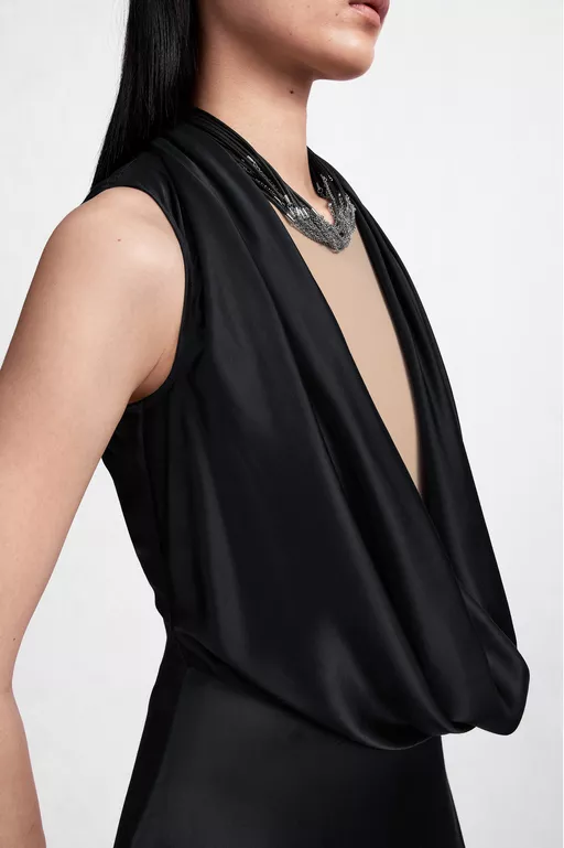 Cowl-Neck Satin Maxi Dress - Maxi Dress