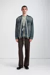 Blue jeans - Distressed Collarless Denim Jacket