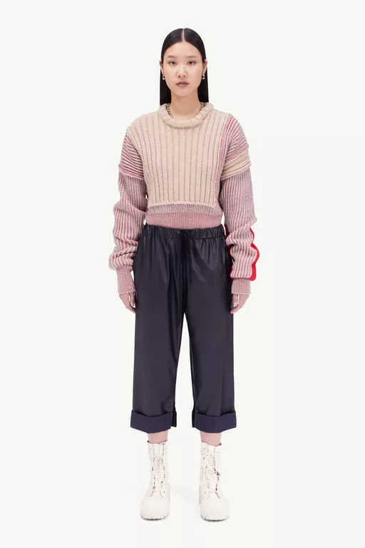 Faux leather cropped trousers - Pants