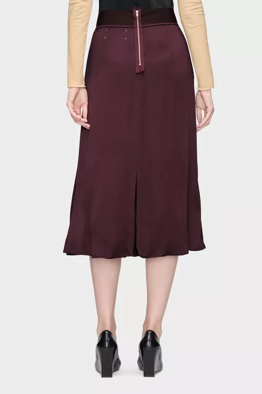 Washed Silk Satin Midi Skirt - Midi Skirts