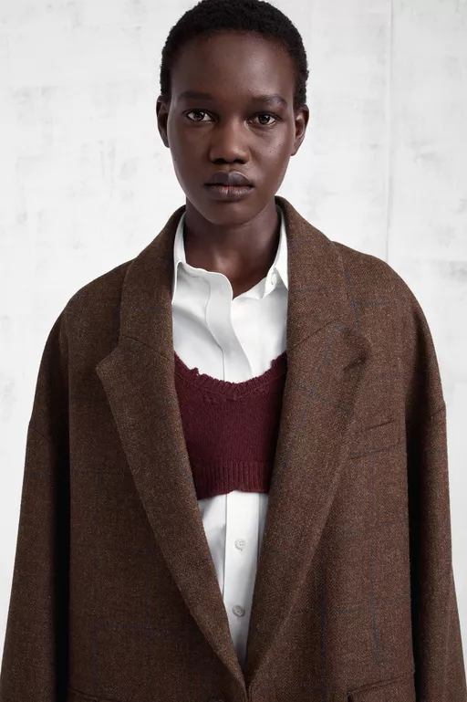 Checked Wool Overcoat - Coats