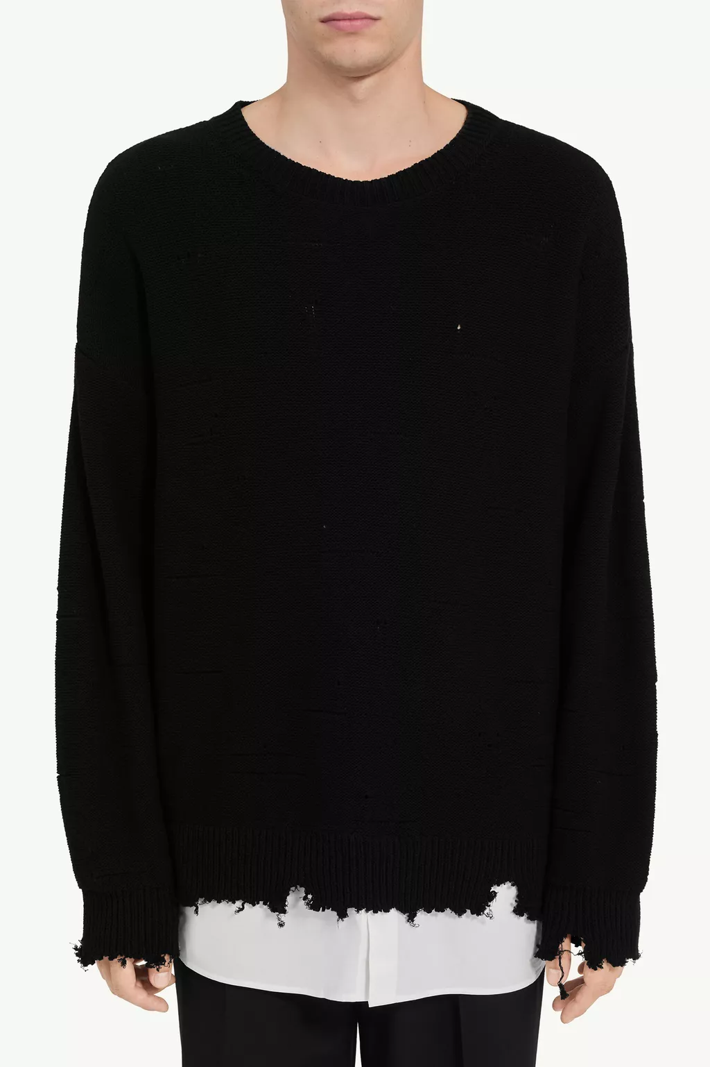 Black Distressed hem sweater | MM6 Official