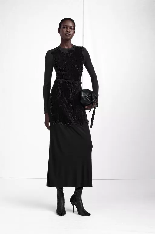 Velvet Panel Maxi Skirt - Long skirts