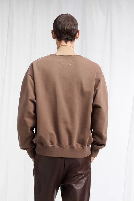Deep V-Neck Cotton Sweatshirt - Sweatshirts
