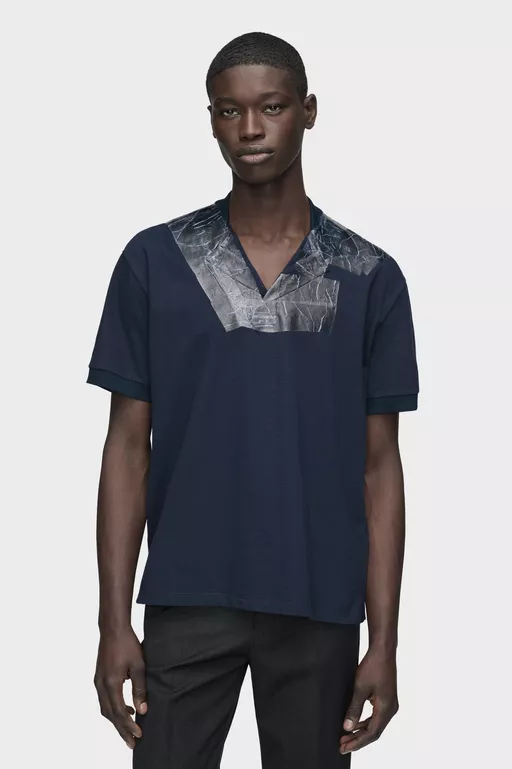 T-shirt &agrave; col en V Taped - Polos
