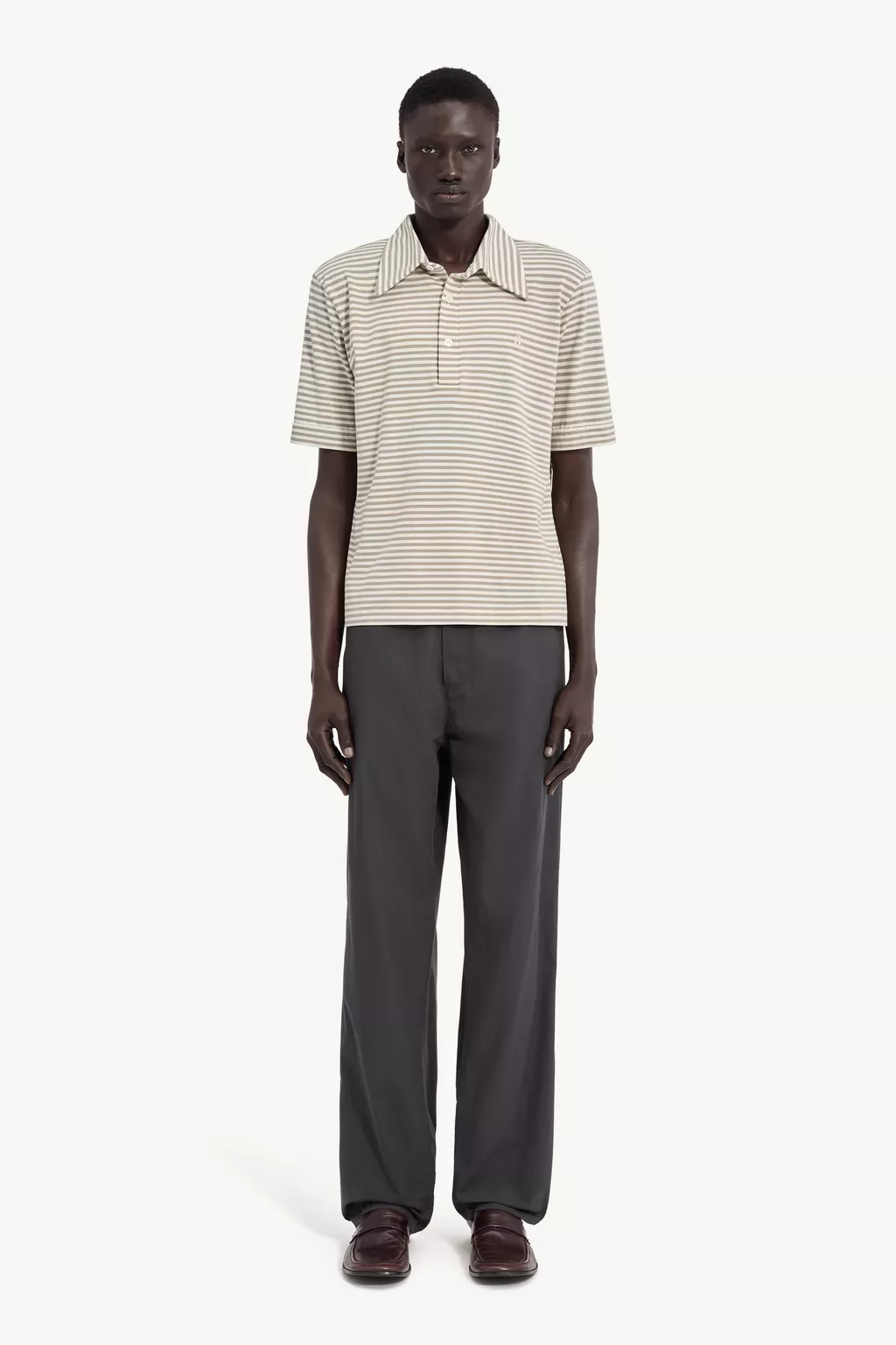 Brown Striped Jersey Polo Shirt | MM6 Official