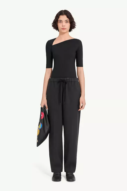 Drawstring wool shirting trousers