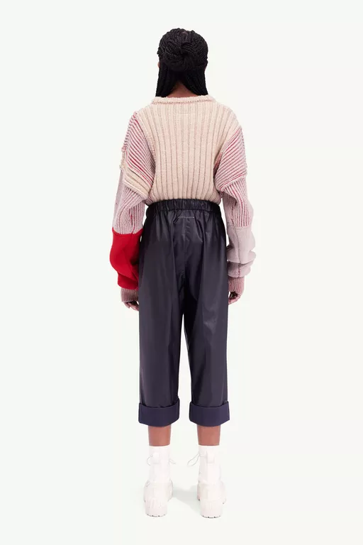 Faux leather cropped trousers - Pants