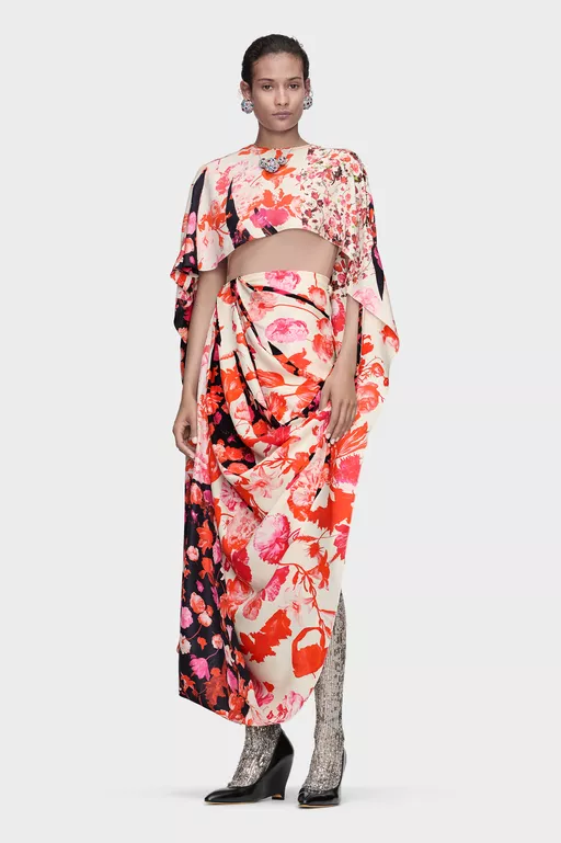 Floral Draped Dress - Maxi Dress