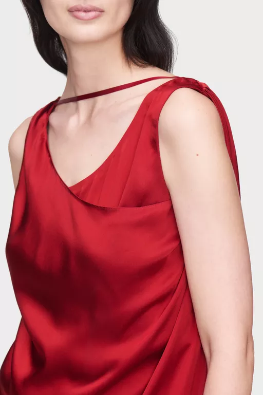 Satin Draped Maxi Dress - Maxi Dress