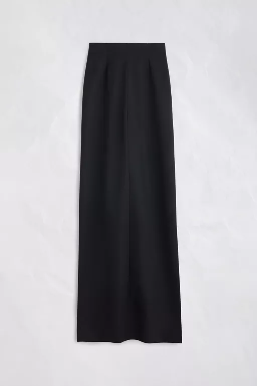 High-Waist Virgin Wool Column Skirt - Long skirts