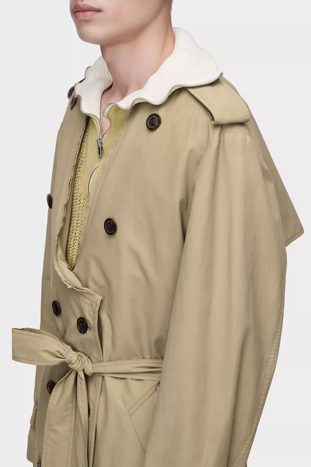 Pink beige Folded Collar Trench Coat | Maison Margiela Official