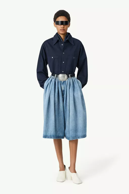 Numeric embroidery denim shorts - Shorts