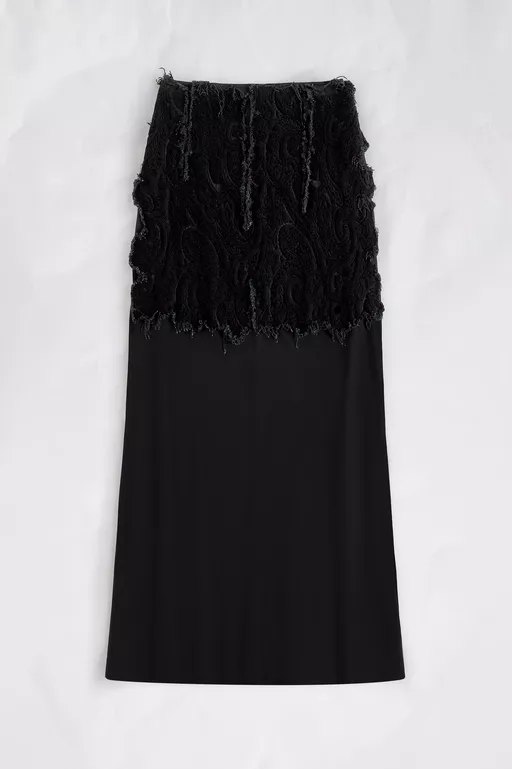 Velvet Panel Maxi Skirt - Long skirts