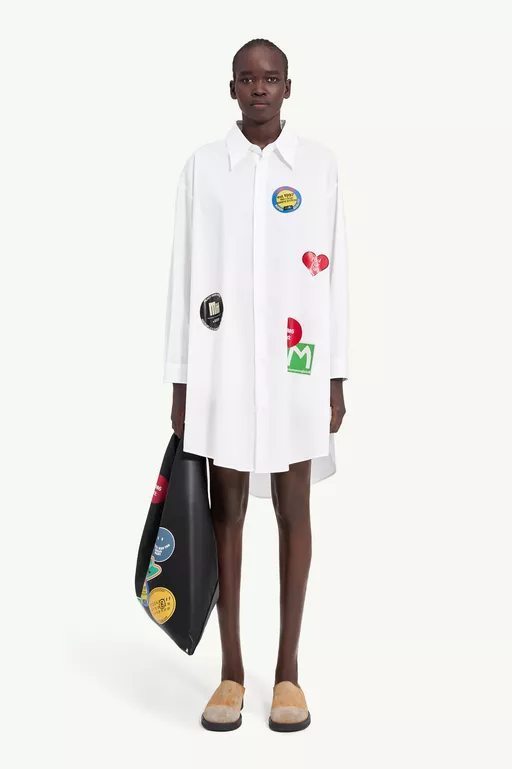 Sticker-print cotton poplin dress - Dresses