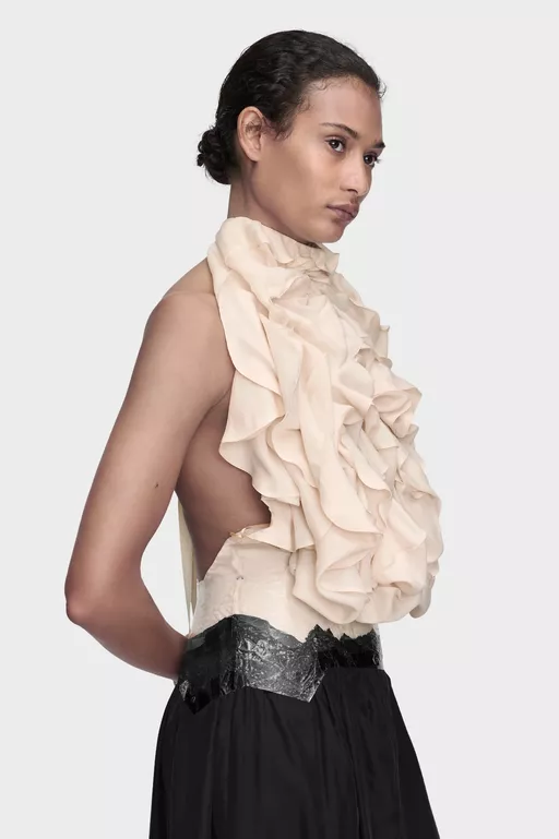 Ruffle Halter Top - Tops