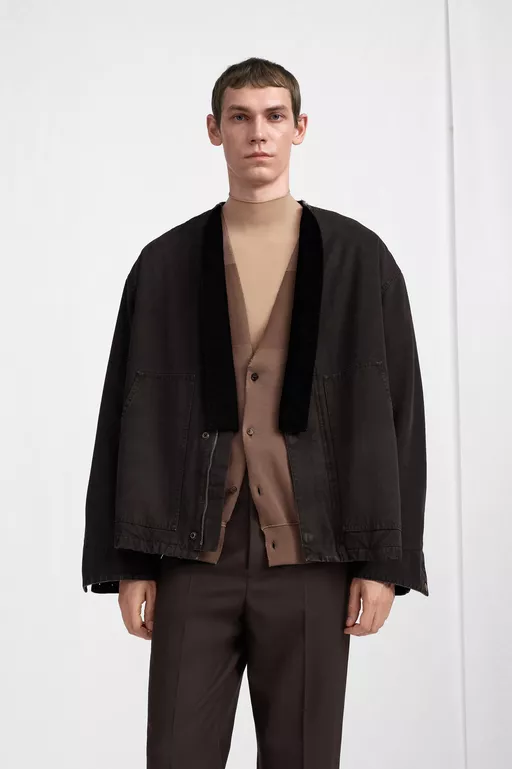 V-Neck Cotton Jacket - Jackets