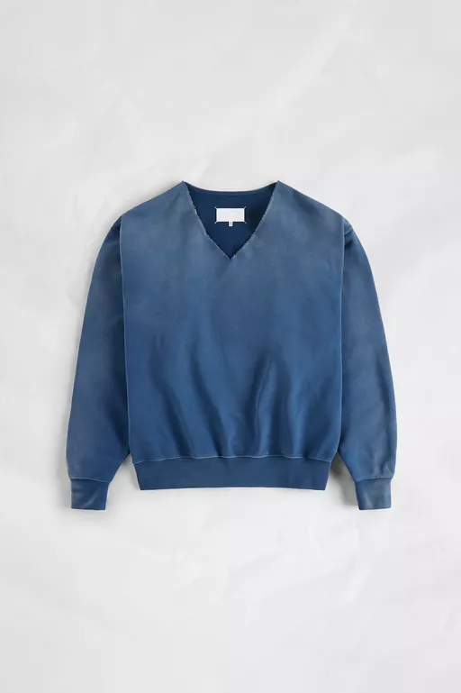 Washed V-Neck Cotton Sweatshirt - Sweatshirts