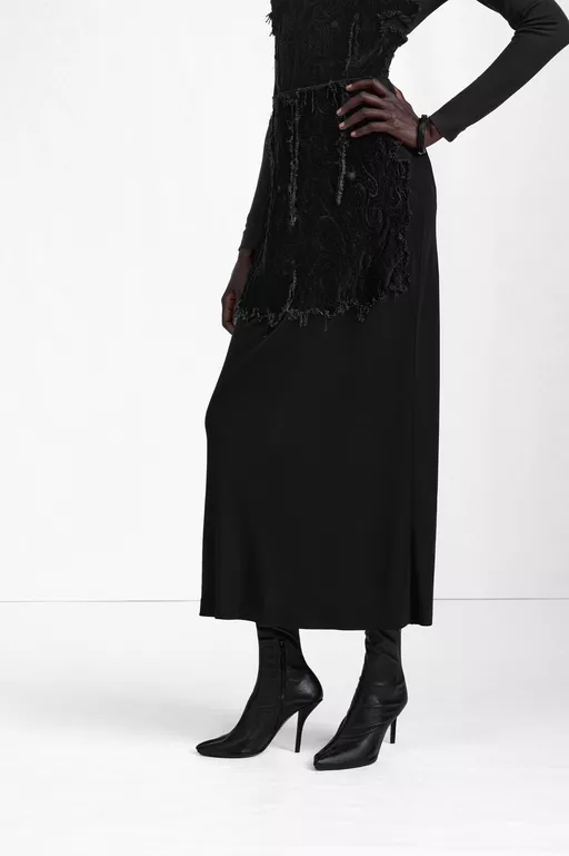 Velvet Panel Maxi Skirt - Long skirts