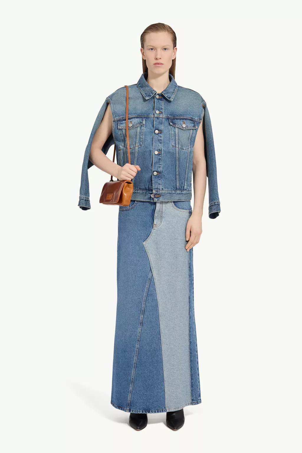 Women's Denim Jacket with Structured Shoulders | MM6