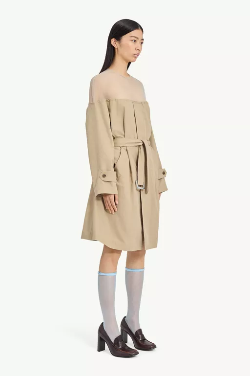 High-Cut Cotton Trench Dress - Midi Dress