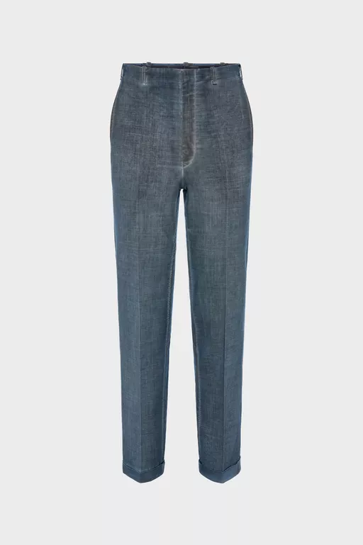 Pantalones de lana doble te&ntilde;ido - Pantalones