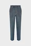 Blue - Double-Dyed Wool Trousers