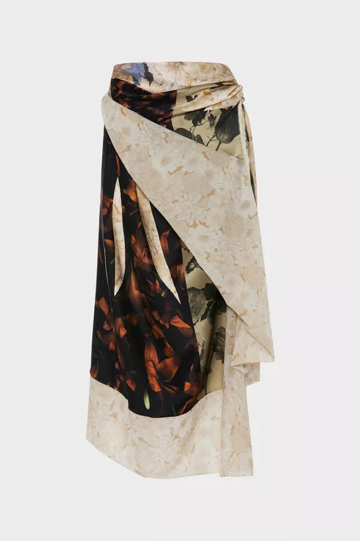 Silk Floral Midi Skirt - Midi Skirts