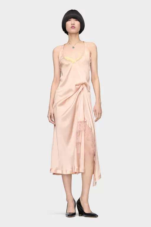 Abito sottoveste midi in pizzo di seta - Vestiti Midi