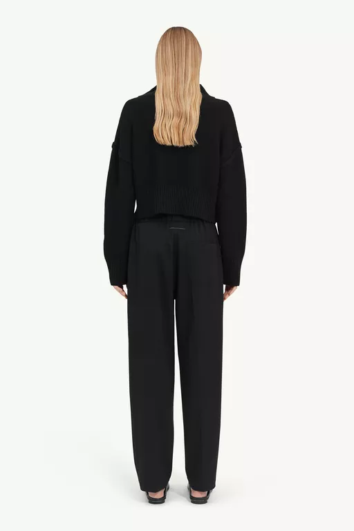 Pantal&oacute;n de lana sastre con cord&oacute;n de cierre - Pantalones