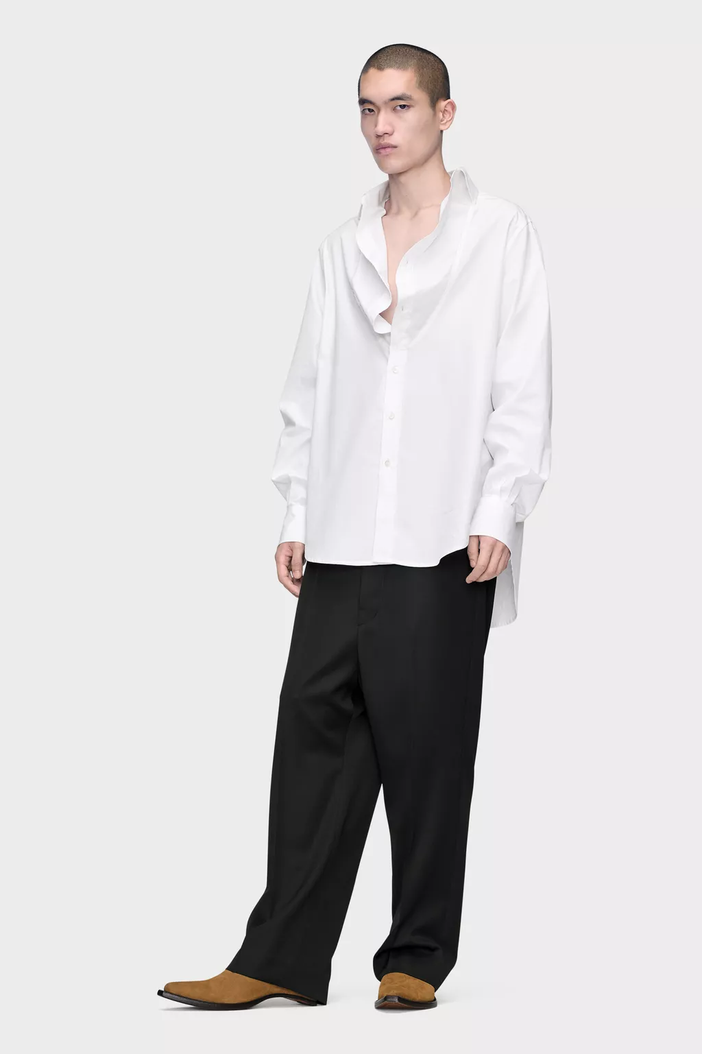 White Folded Collar Cotton Shirt | Maison Margiela Official