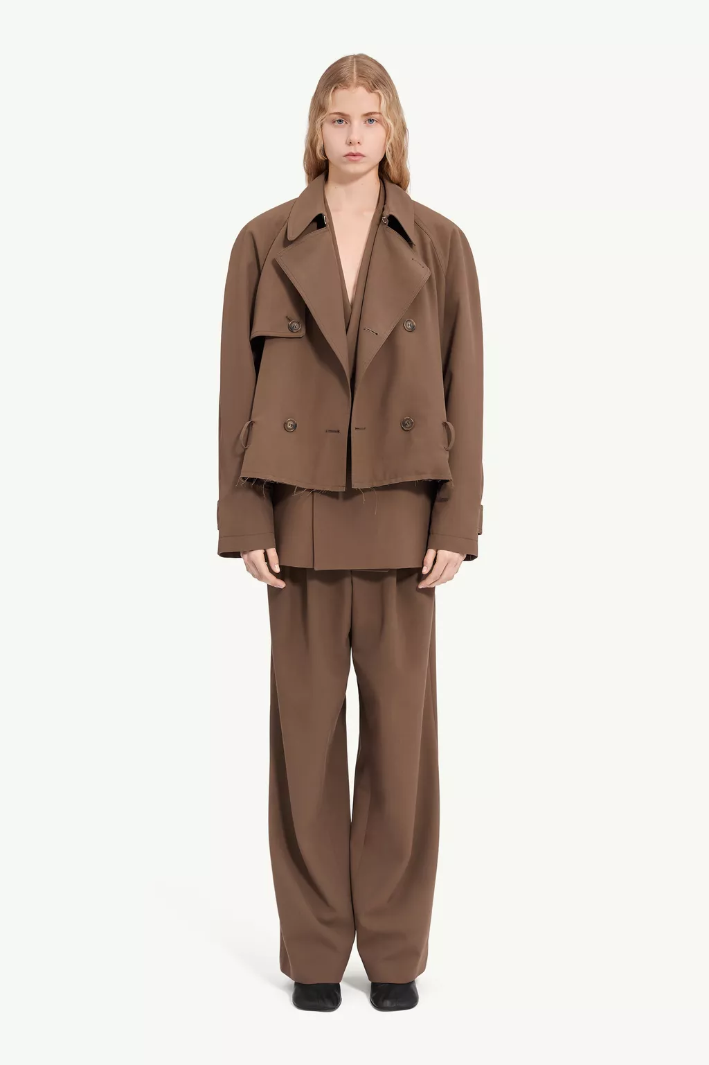 MM6 MaisonMargiela ジャケット Brown Belted wool blend jacket | MM6 Official
