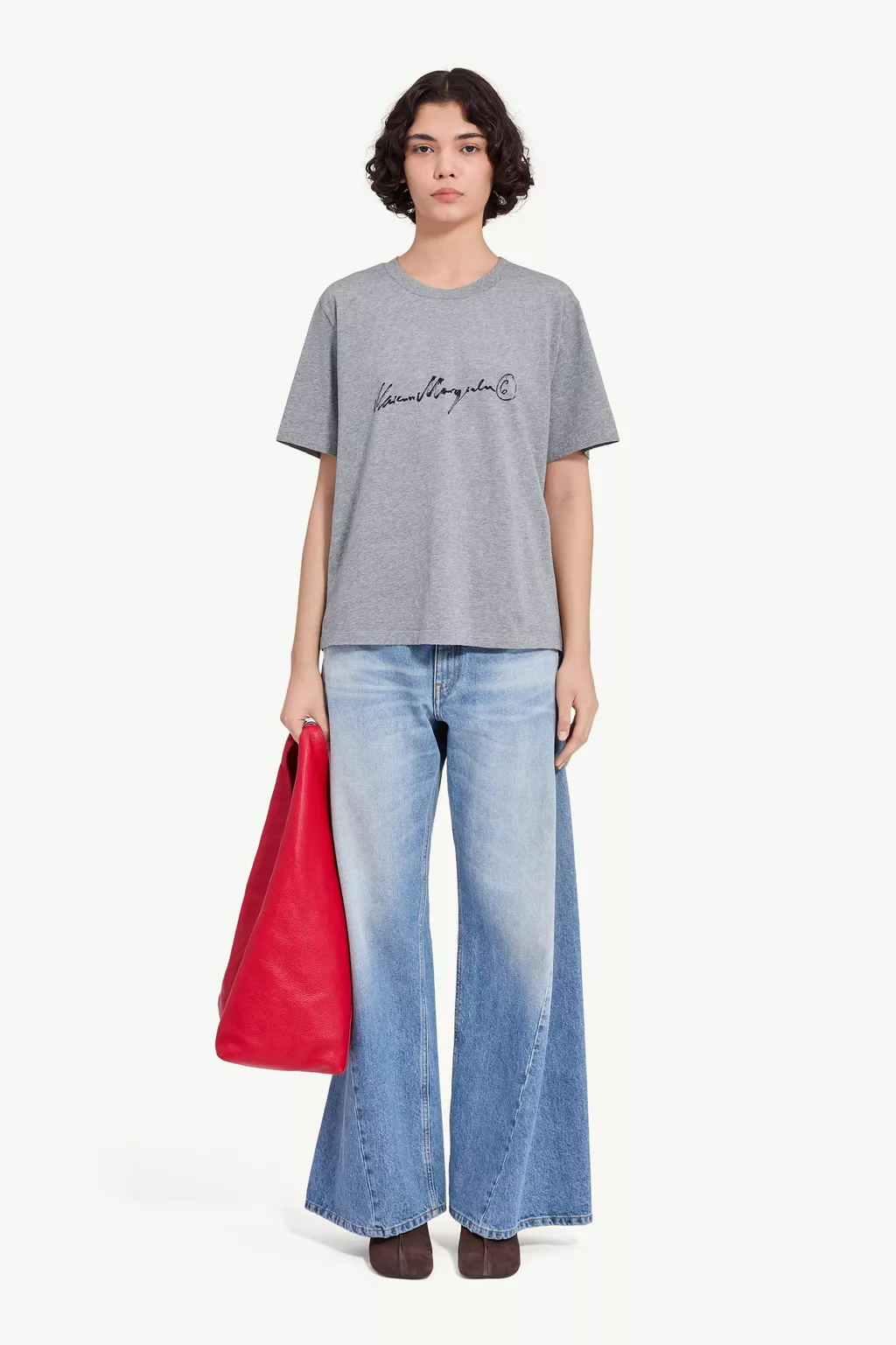 Gray Handwritten-print cotton jersey T-shirt | MM6 Official