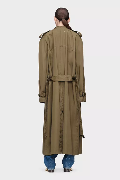 Folded Collar Cotton Trench Coat - Raincoats