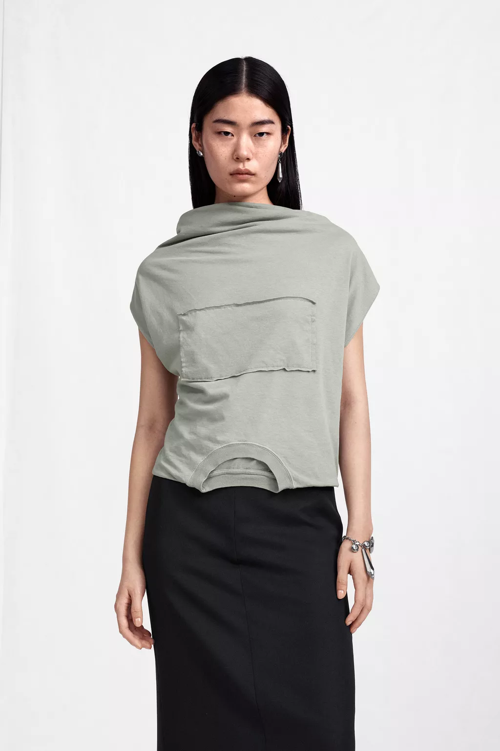 Sage green Twisted Back Cotton Top | Maison Margiela Official