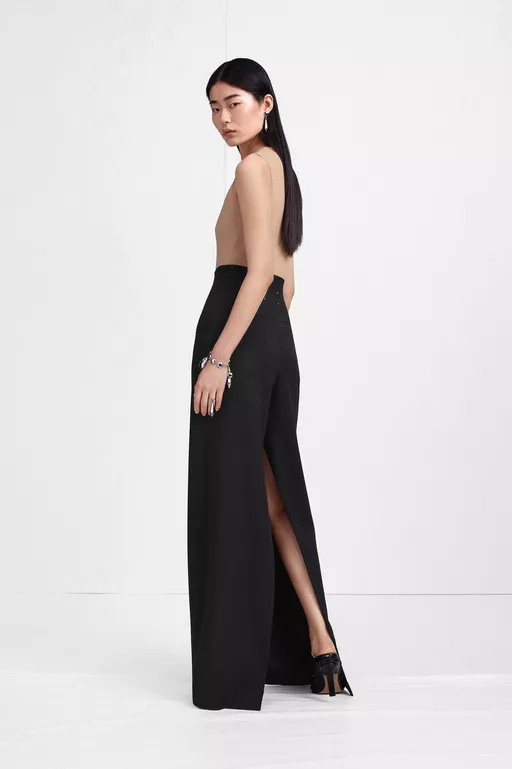 High-Waist Virgin Wool Column Skirt - Long skirts