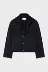 Black - Folded Collar Denim Jacket