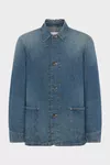 Blue - Denim caban jacket