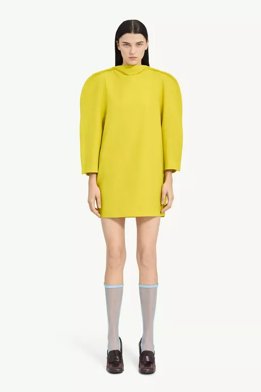 Cape-Shoulder Mini Dress - Midi Dress