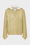 Military Green - Zip-Neck Open-Knit Sweater