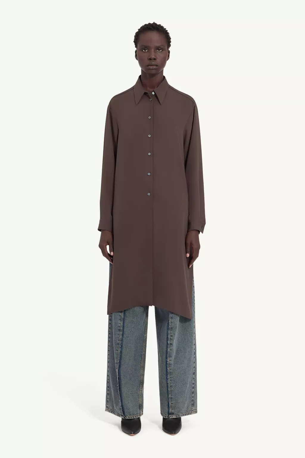 MM6 Maison Margiela ブラウン長袖トップス Brown Dual-wear shirt | MM6 Official