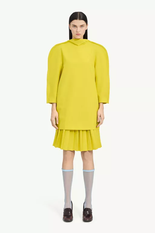 Cape-Shoulder Mini Dress - Midi Dress