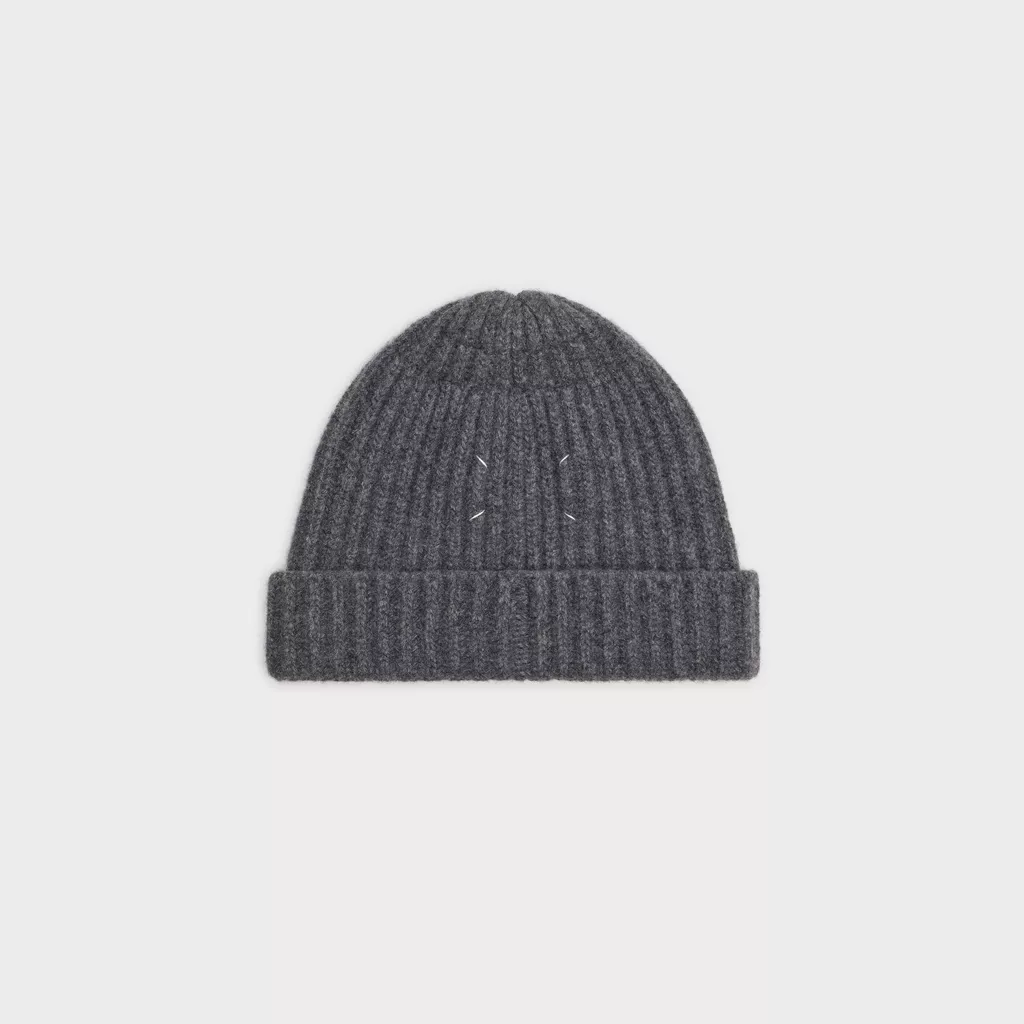 Dark grey Virgin wool ribbed beanie | Maison Margiela Official
