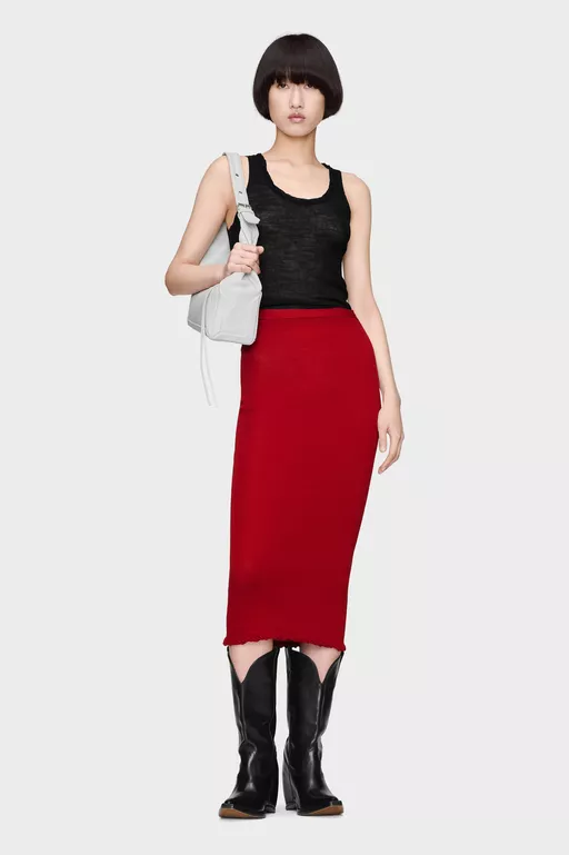 Ribbed Wool Midi Skirt - Midi Skirts
