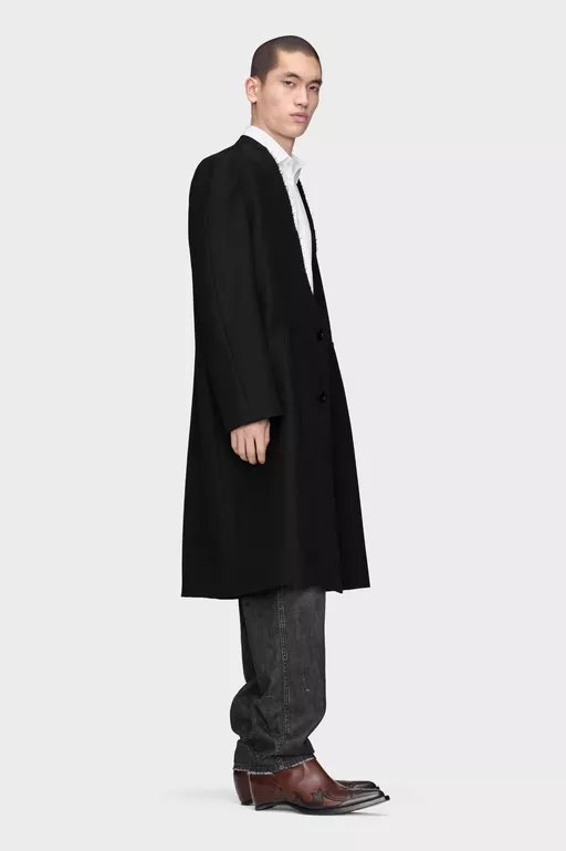 Folded Collar Wool Overcoat - Coats
