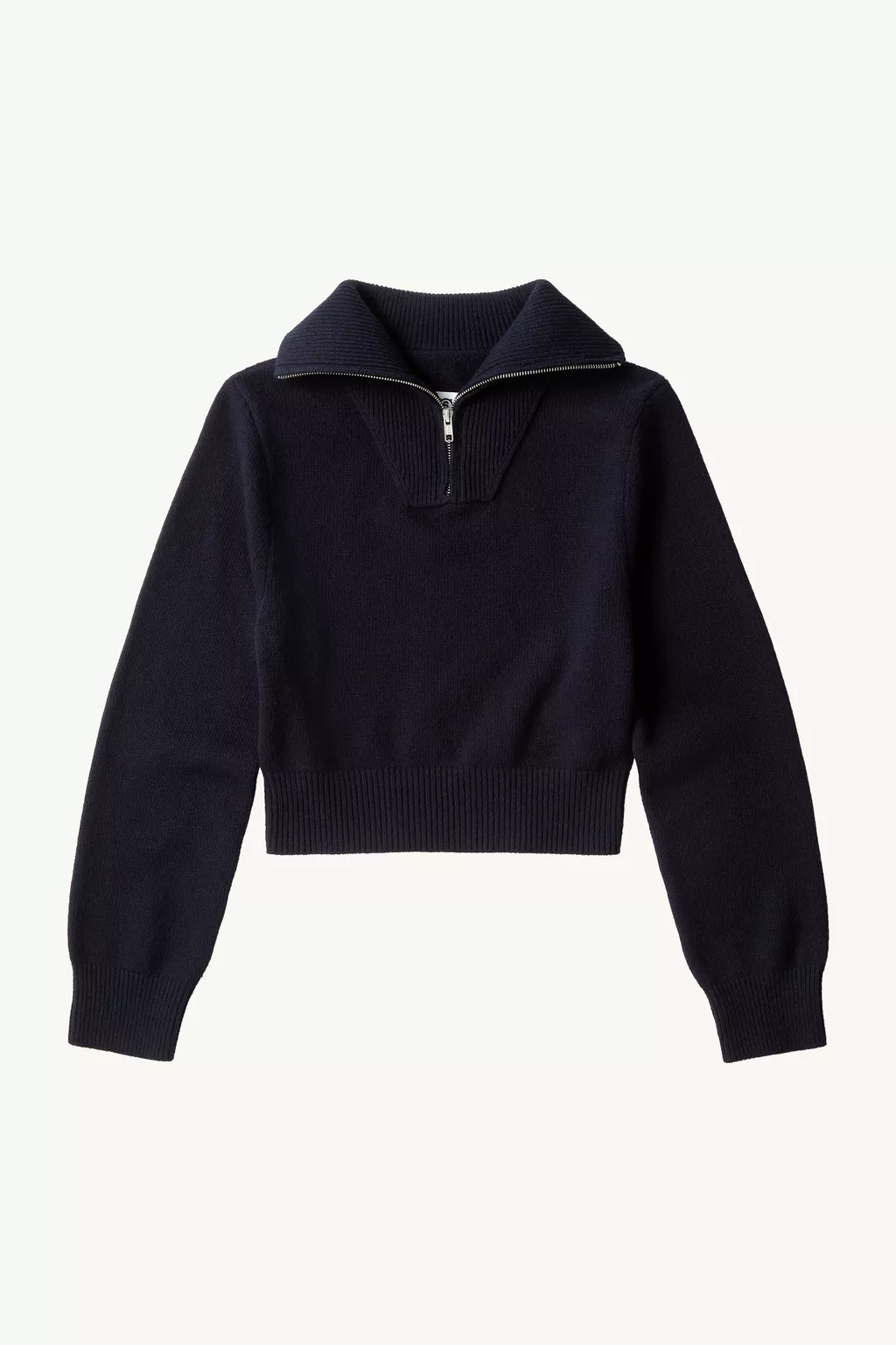Blue Half-zip cropped knit top | MM6 Official