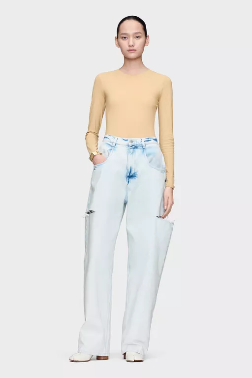 Bleached Cut-out Jeans - Denim