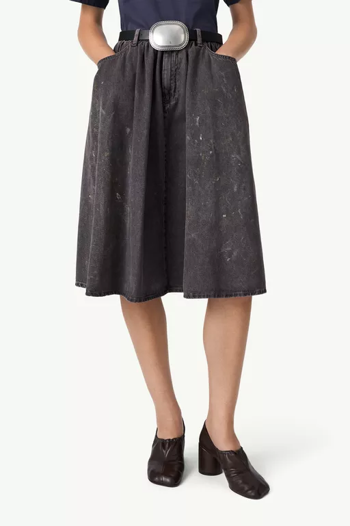 Gathered denim skirt - Midi Skirts